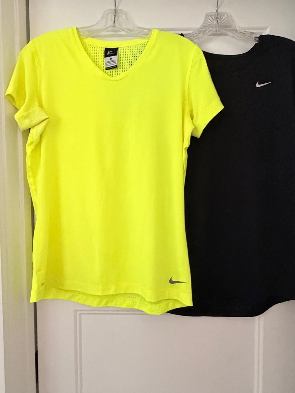 Nike Women's Neon Yellow Short Sleeve V-Neck Athletic Tee